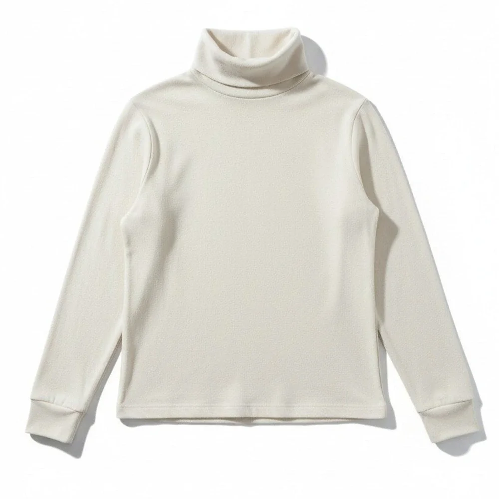 Steeple Jones‎ White Long Sleeve Turtleneck, Ribbed Knit Top, Woman's Small